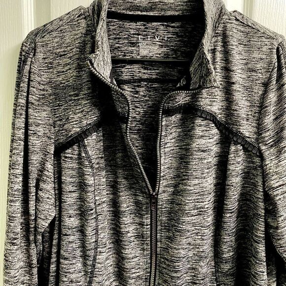 Lane Bryant Livi Athletic Jacket Zip Size 14/16 Dark Heather Gray Pockets Ruffle - Picture 6 of 8